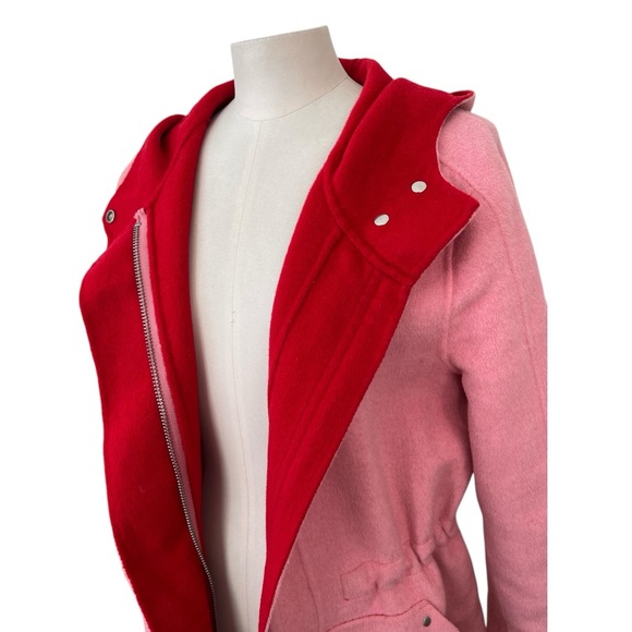 Desigual Pink and Red Wool Lenzy Hooded Coat size 6 - Picture 9 of 16